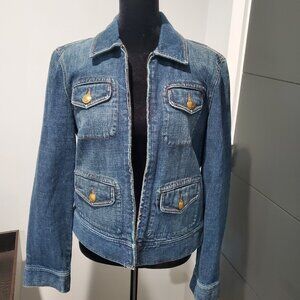 Lauren Jeans Co. Blue Zip Front Stretch Denim Jean Jacket   size M